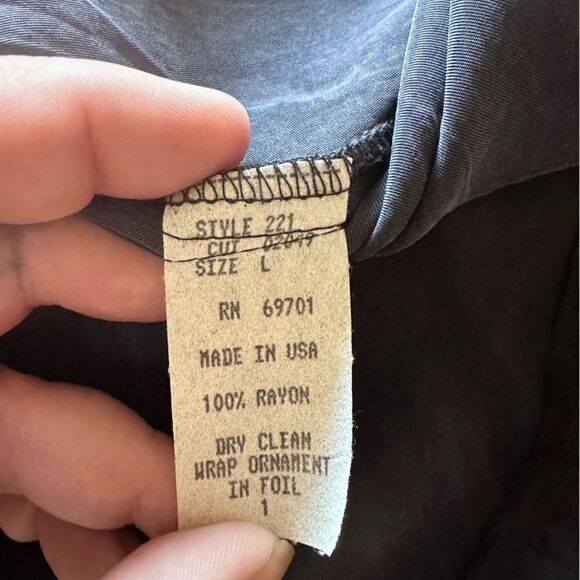 Sue Wong Vintage bohemian Tunic in charcoal grey with beaded buttons - Size L - Picture 5 of 8